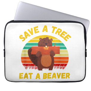Funda Para Portátil Salvar un árbol comiendo un castor raro castor Pun
