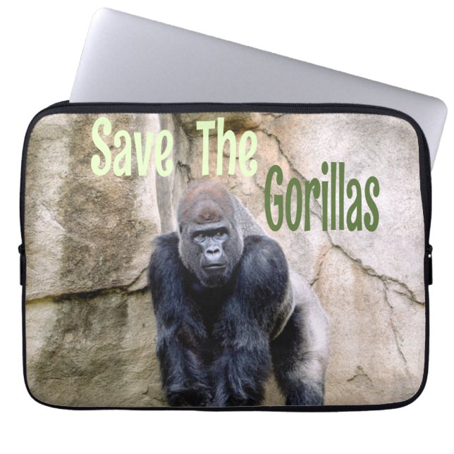 Funda Para Portátil Salvemos a los gorilas (Frente)