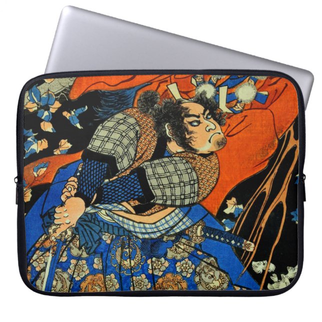 FUNDA PARA PORTÁTIL SAMURÁI LUCHANDO CONTRA UN MONSTRUO (Frente)