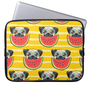 Funda Para Portátil Sandía De Perro Pug: Verano Sin Marea.
