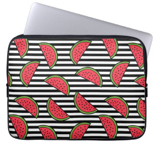 Funda Para Portátil sandía en el patrón de franjas blancas y negras