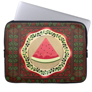 Funda Para Portátil sandía en plato de oliva con tatreez palestino