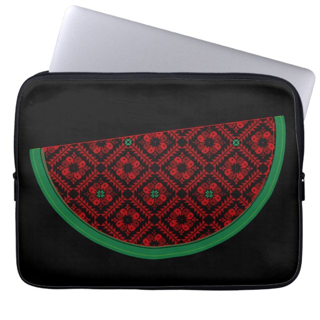 Funda Para Portátil sandía palestina Tatuaje rojo bordado (Frente)