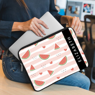 Funda Para Portátil sandías rojas, corazones, rayas, tu nombre