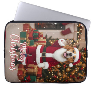 Funda Para Portátil Santa Beagle Feliz Navidad - Perro Beagle Navidad
