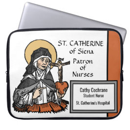 Funda Para Portátil Santa Catalina de Siena con el corazón crucifijo