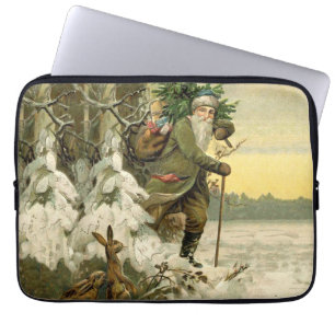 Funda Para Portátil Santa Claus Navidad Victoriano Árbol de Fiesta