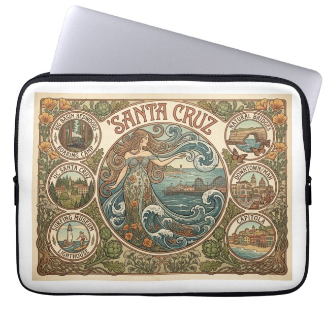 Funda Para Portátil Santa Cruz California Art‑Nouveau Coast (Frente)
