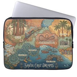 Funda Para Portátil Santa Cruz California Dreams Map – Vibrant Coast