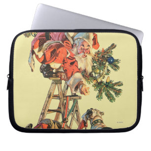 Funda Para Portátil Santa encima de una escalera