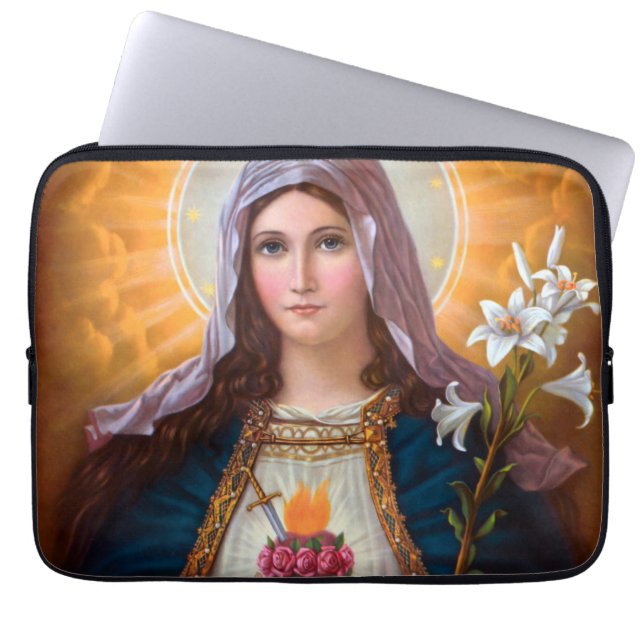 Funda Para Portátil Santa Madre María Corazón Inmaculado, Santa María, (Frente)