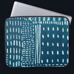 Funda Para Portátil Sashiko Stitches<br><div class="desc">Sashiko Stitches III de Chariklia Zarris. Presenta líneas y formas contra un fondo azul que contrasta.</div>