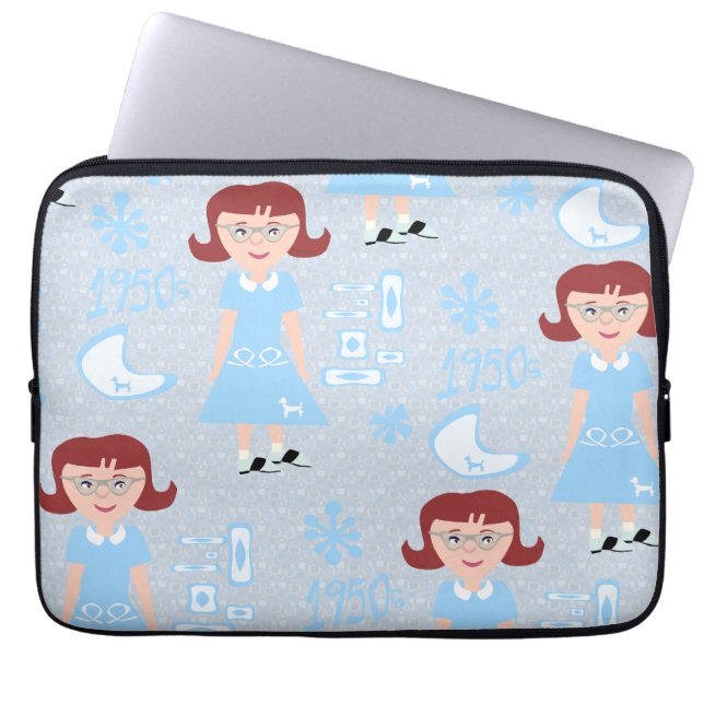 Funda Para Portátil Sassy Fifty Chica Blue Classic Patrón de amor (Frente)
