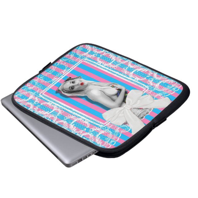 Funda Para Portátil Sassy Sweetshop Candy Shop Stripe Cute Retro Pinup (Inferior anverso)