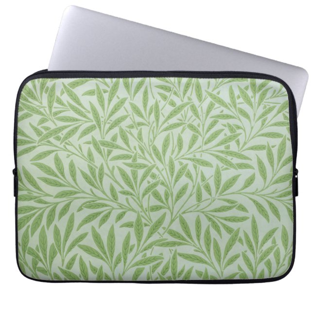 Funda Para Portátil Sauce clásico verde de William Morris Willow Flowe (Frente)