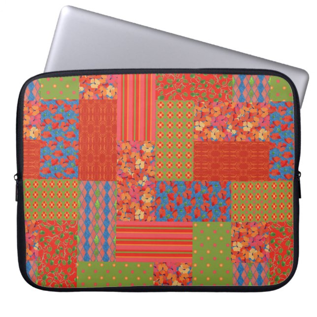 Funda Para Portátil Scarlet Poppies Faux patchwork (Frente)
