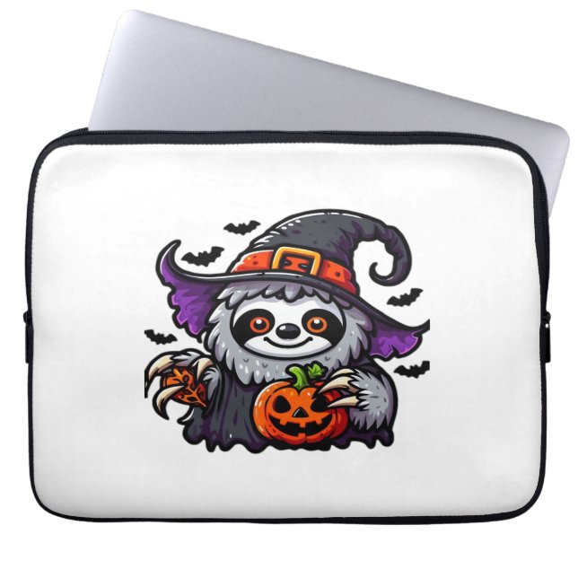 Funda Para Portátil Scary Halloween Sloth Witch Hat Costume Spooky Sea (Frente)