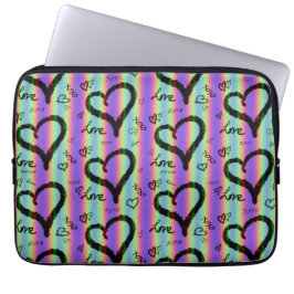 Funda Para Portátil Scribble Love Xoxo Heart Stripe Electronics Bag