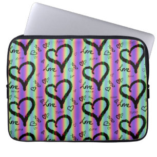 Funda Para Portátil Scribble Love Xoxo Heart Stripe Electronics Bag