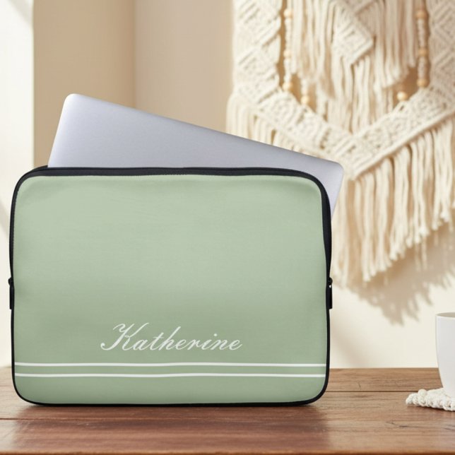 Funda Para Portátil Script Name Minimalist Green Eucalyptus (Subido por el creador)