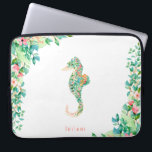 Funda Para Portátil Seahorse botánico de la isla<br><div class="desc">Las flores de la isla de la acuarela hermosa y el follaje y el seahorse botánicos forman,  manga personalizada del ordenador portátil.</div>
