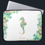 Funda Para Portátil Seahorse botánico de la isla<br><div class="desc">Las flores de la isla de la acuarela hermosa y el follaje y el seahorse botánicos forman,  manga personalizada del ordenador portátil.</div>
