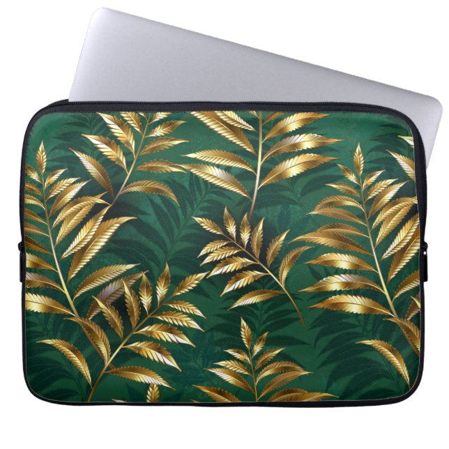 Funda Para Portátil Seamless pattern with golden ferns (Frente)