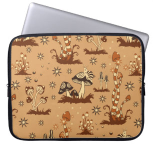 Funda Para Portátil Seamless Vintage pattern with brown mushrooms on b