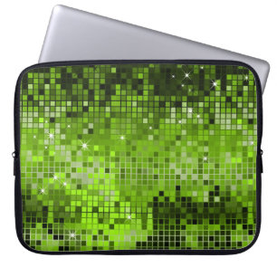 Funda Para Portátil Secuencias verdes metálicas parecen guiños Disco E