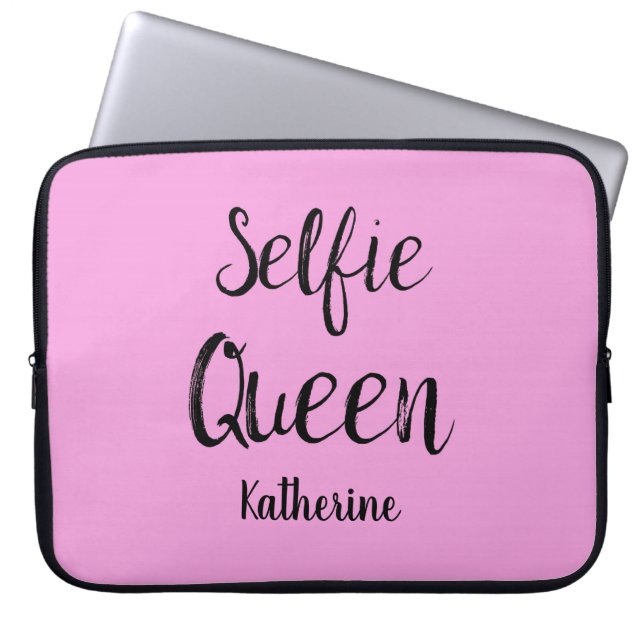 Funda Para Portátil Selfie nombre de reina rosa personalizado (Frente)