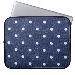 Funda Para Portátil Sello de guisantes: textura de tela denim.