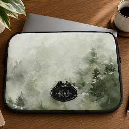 Funda Para Portátil Sello de Naturaleza con Monograma | Nombre Persona