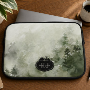 Funda Para Portátil Sello de Naturaleza con Monograma Nombre Persona