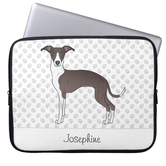 Funda Para Portátil Sello Y Greyhound Italiano Blanco Con Nombre Perso (Frente)