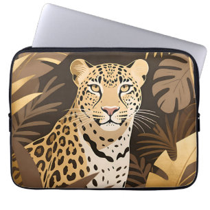 Funda Para Portátil Selva boho de leopardo dorado de vida silvestre