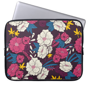 Funda Para Portátil Selva floral con patrón vintage de serpientes, tr