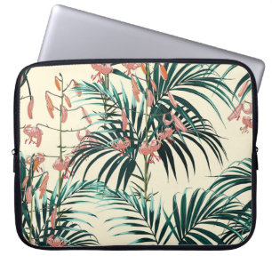 Funda Para Portátil Selva Vintage: Verde Oscuro, Naranja Lily.