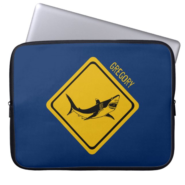 Funda Para Portátil señal de ruta de tiburón (Frente)