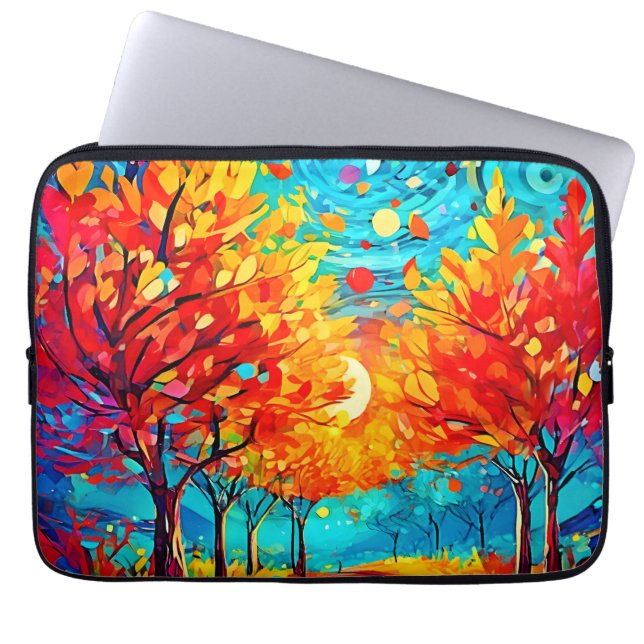 Funda Para Portátil Sendero Vibrante del Bosque a la Luna (Frente)