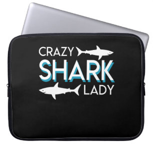 Funda Para Portátil Señora loca Design Shark señora Gifts del tiburón