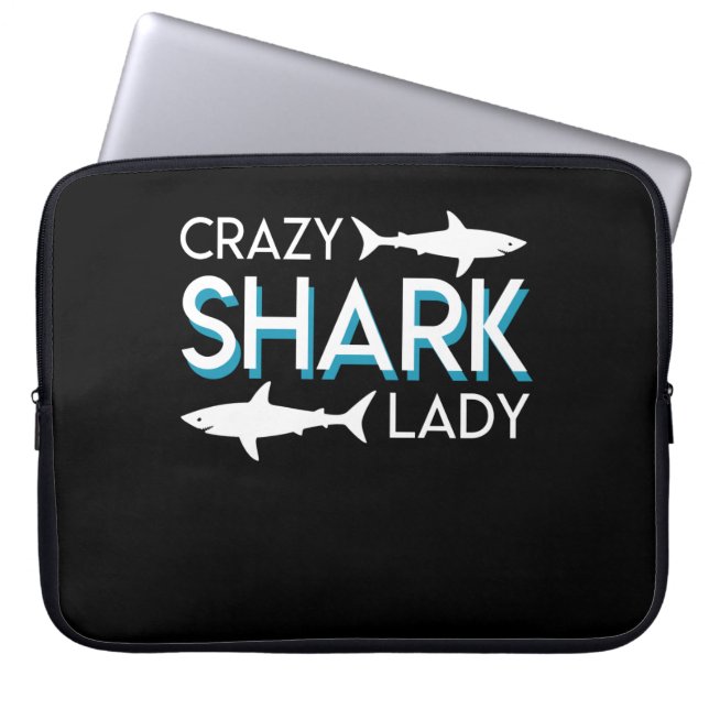 Funda Para Portátil Señora loca Design Shark señora Gifts del tiburón (Frente)