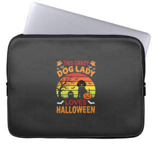 Funda Para Portátil Señora Perro Loco Ama Diseño Antiguo de Halloween