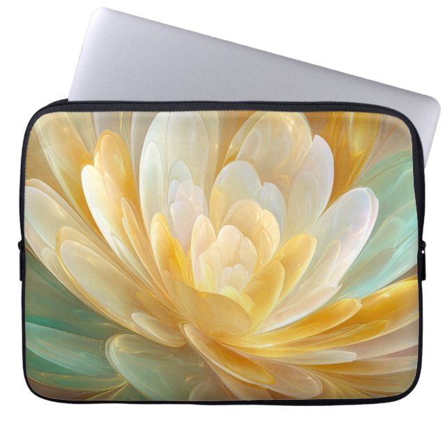 Funda Para Portátil Serene Radiance of Golden and Aqua Petal Layers (Frente)