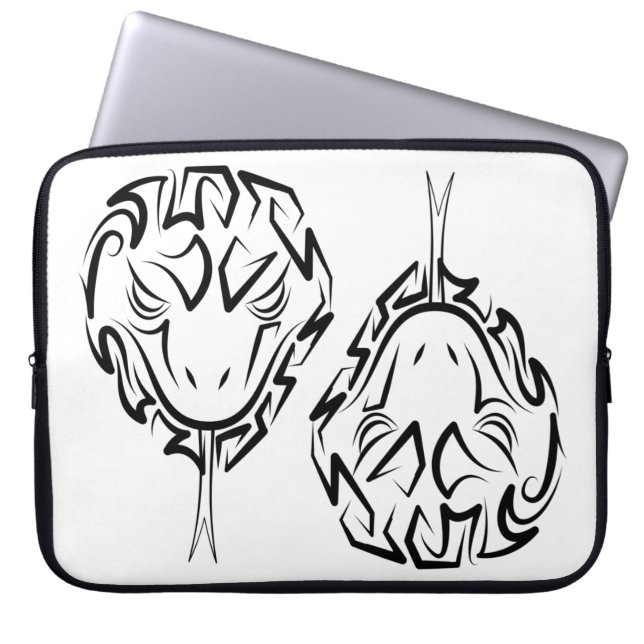 Funda Para Portátil Serpiente Tribal Negra y Blanca (Frente)