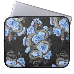 Funda Para Portátil Serpientes y rosas azules