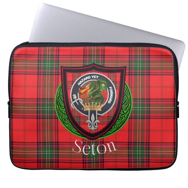 Funda Para Portátil Seton Scottish Clan Tartan and Crest  (Frente)
