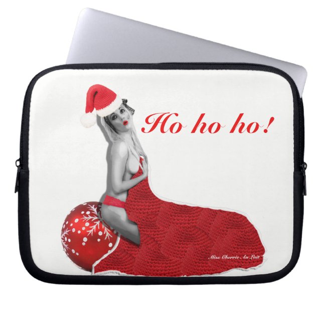 Funda Para Portátil Sexy Mrs Santa Retro Pinup Chica Laptop Sleeve Xma (Frente)