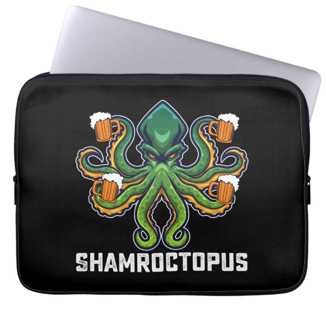Funda Para Portátil Shamroctopus Octopus Lover St Patrick's Day (Frente)