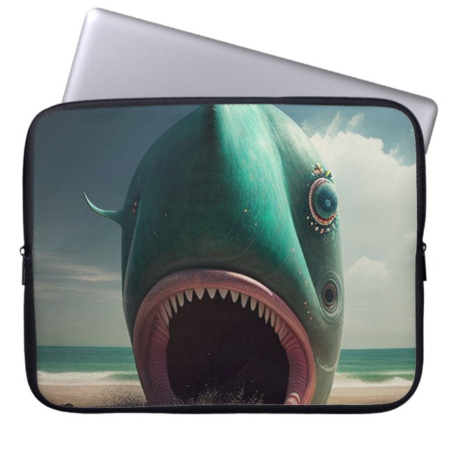 Funda Para Portátil Shark sculpture on the beach (Frente)