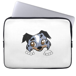 Funda Para Portátil Shetland Sheepdog Blue Merle Tri Espiando Dibujo A